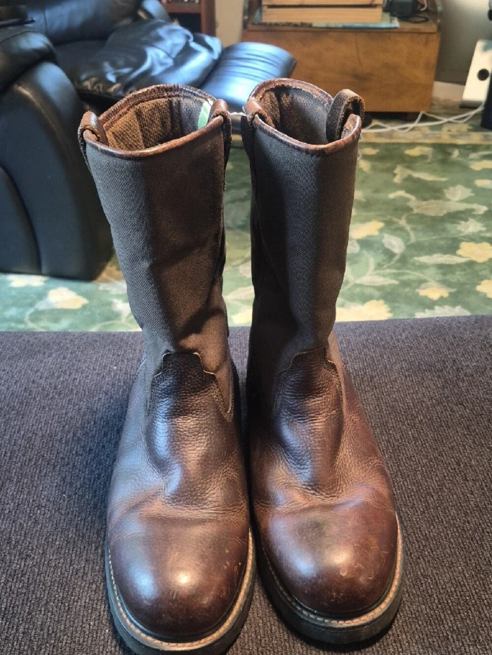 Men's Brown Pull-On Work Boots